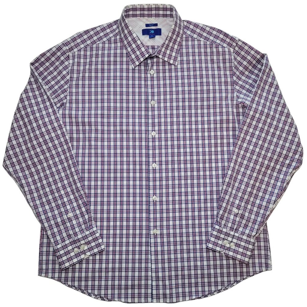 Egara Mens Non-Iron Slim Fit Plaid Dress Shirt XL Preppy Academia